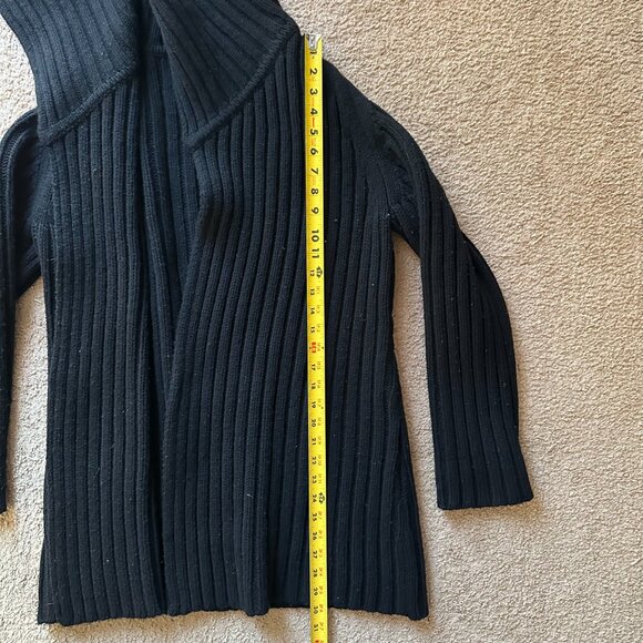 The Limited Sweater Womens Medium Cardigan 100% Lambswool Black Ribbed - Picture 6 of 9